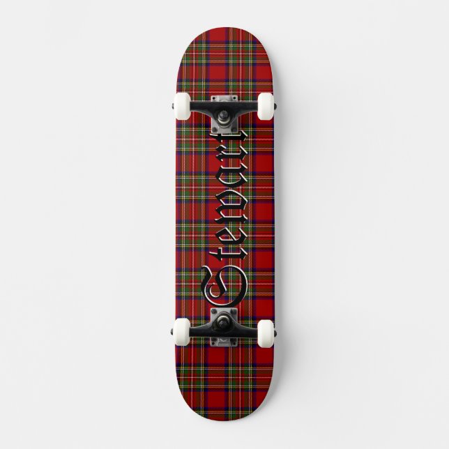 Skateboard Stewart Tartan Scottish Plaid Pattern (Anverso)