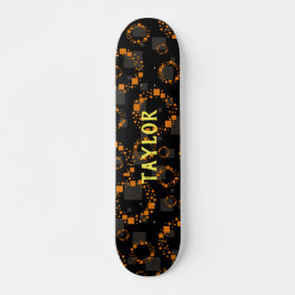 Skateboard Su nombre Naranja Demonio Negro cuadrado Círculos 