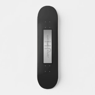 Skateboard Su nombre y su monograma   Grays and Faux Silver L