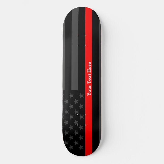 Skateboard Su Personalizado de línea roja delgada de texto Ba (Anverso)