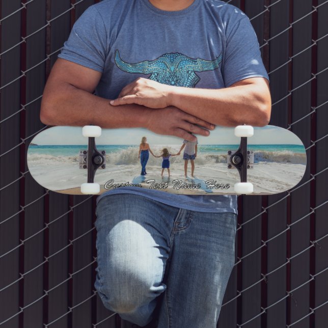 Skateboard Su tablero de fotos con nombre de texto Personaliz (Exterior 3)