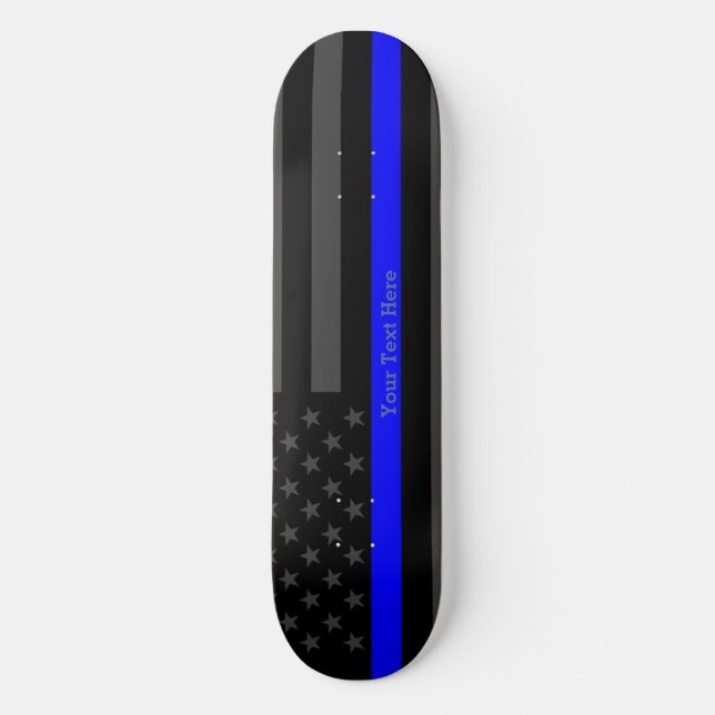 Skateboard Su texto Personalizado delgado de la línea azul ma (Anverso)