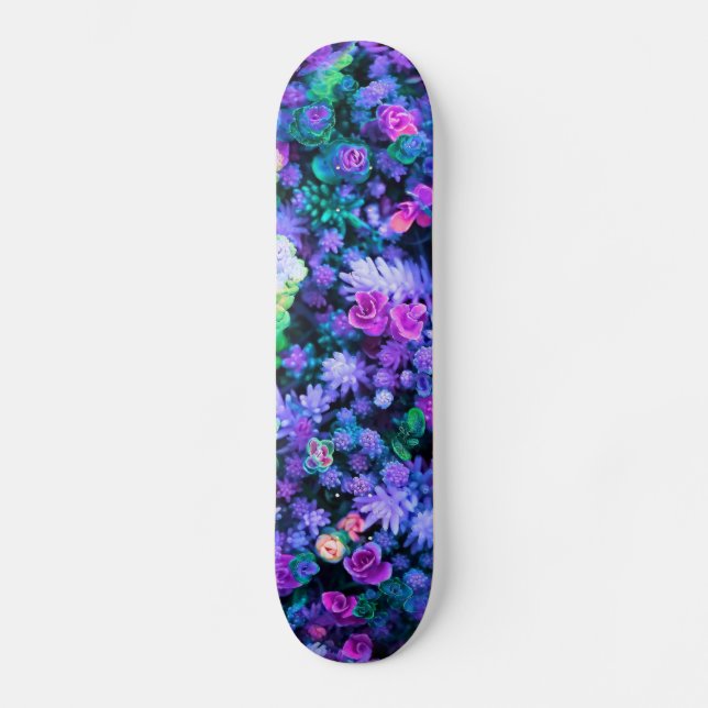 Skateboard Succulents florales rosados y púrpuras femeninos (Anverso)