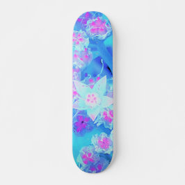Skateboard Suculento sedum subacuático azul y rosa caliente