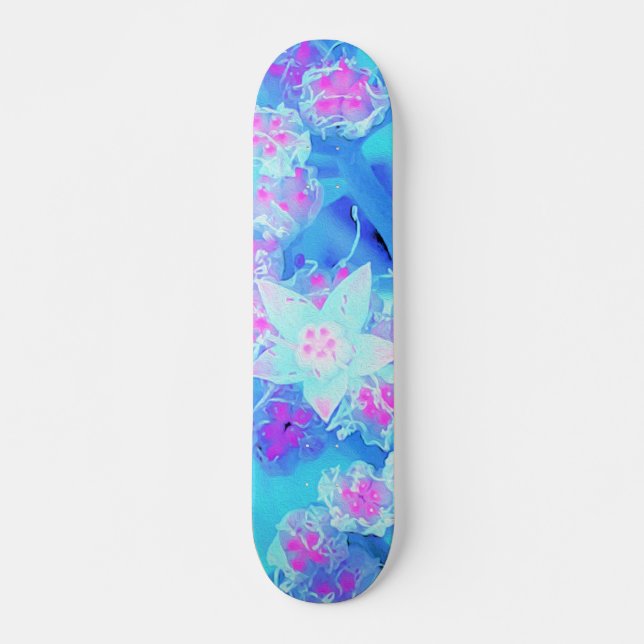 Skateboard Suculento sedum subacuático azul y rosa caliente (Anverso )