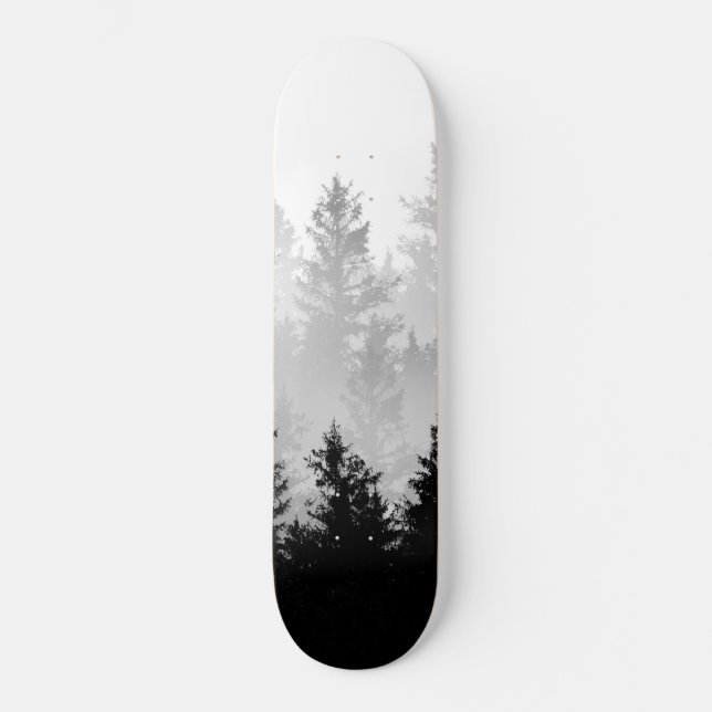 Skateboard Sueño de los bosques blancos y negros #1 #decoraci (Anverso)