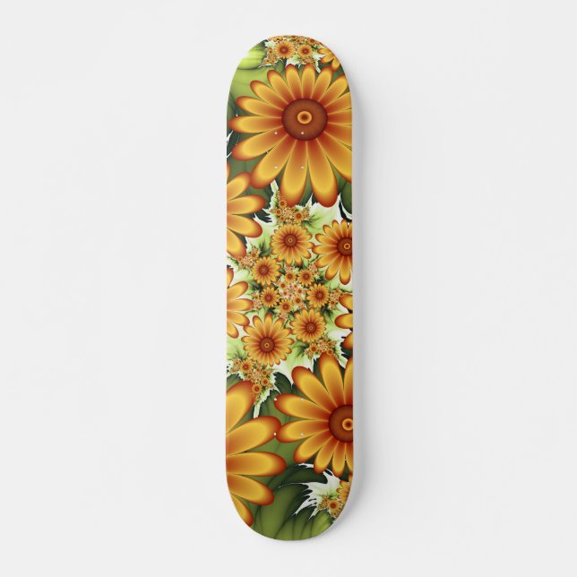 Skateboard Sueño floral, arte fractal de flores abstractas mo (Anverso )