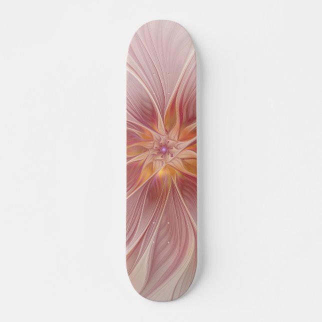 Skateboard Sueño floral rosa suave Resumen Flor de arte fract (Anverso )