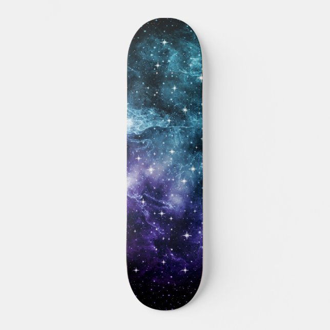 Skateboard Sueño Verde azulado de galaxia púrpura Nebula #1 (Anverso)