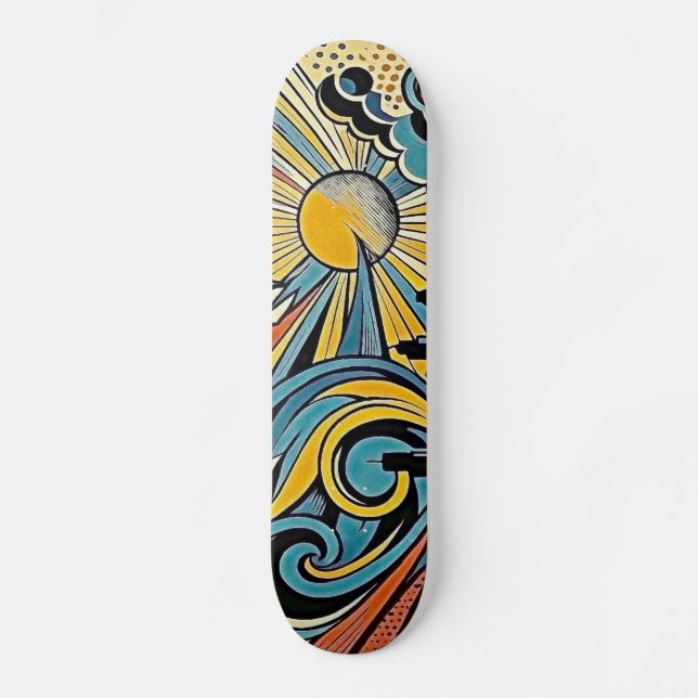Skateboard Sueños oceánicos Art Deco (Anverso)