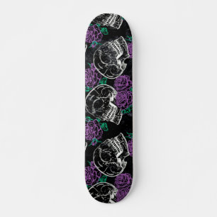 Skateboard Sugar Skull Purple Rosas   Glam Oscuro Real Grunge