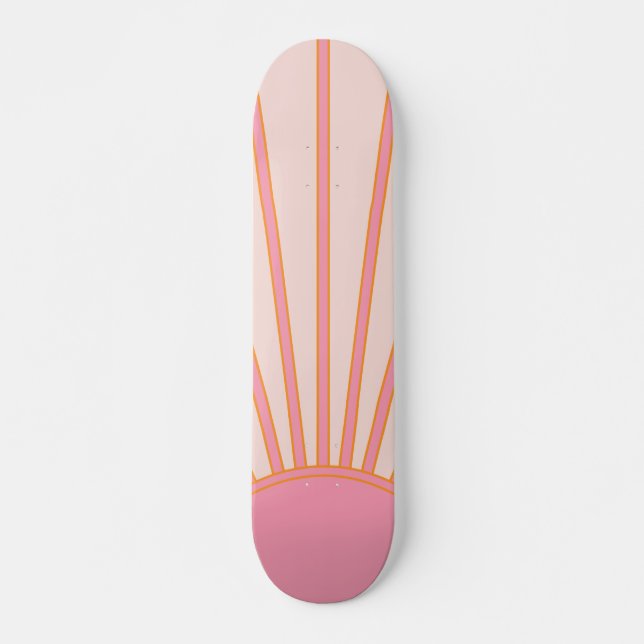 Skateboard Sunrise Pink Resumen Retro Sunshine (Anverso )