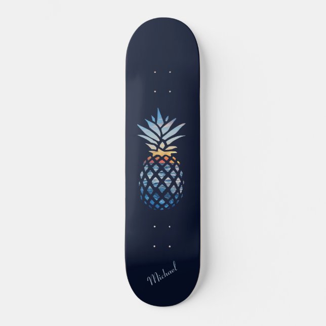 Skateboard Sunset Beach Pineapple Personalizado (Anverso)