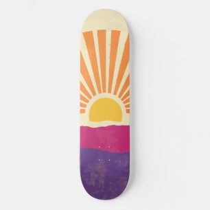 Skateboard Sunshine Sunrise Retro 70 Boho amarillo morado
