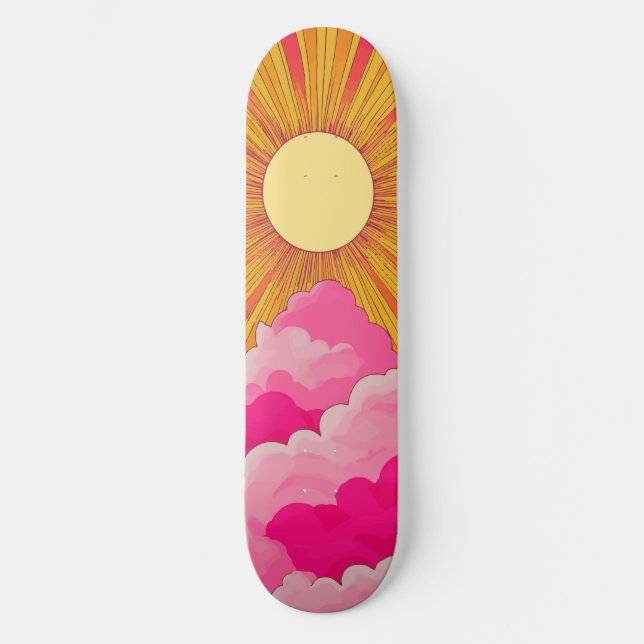 Skateboard Sunshine Sunrise Retro 70 Boho Rosa Amarillo (Anverso)