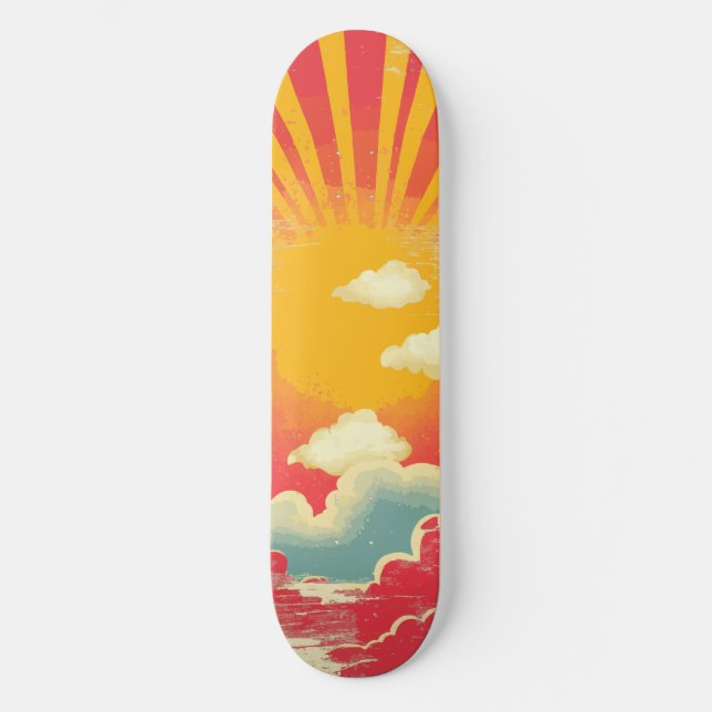 Skateboard Sunshine Sunrise Retro 70 Boho Rosa Amarillo (Anverso)