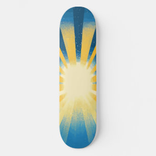 Skateboard Sunshine Sunrise Retro 70's Boho Blue Yellow