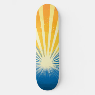 Skateboard Sunshine Sunset Retro 70 Boho Blue Yellow