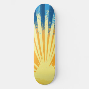Skateboard Sunshine Sunset Retro 70 Boho Blue Yellow