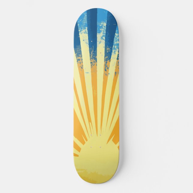 Skateboard Sunshine Sunset Retro 70 Boho Blue Yellow (Anverso)