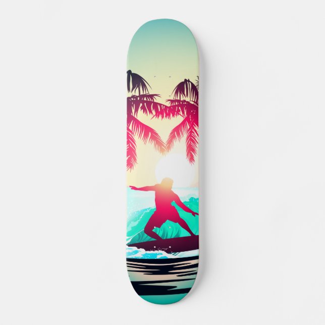 Skateboard Surf con palmeras (Anverso)