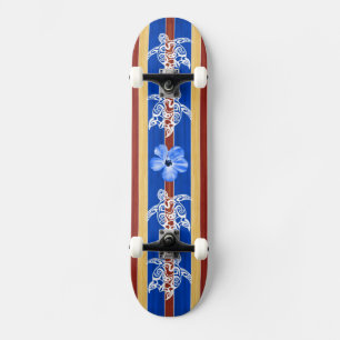 Skateboard Surfboard de madera falsa tribal honu
