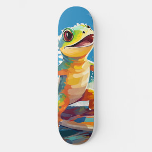 Skateboard Surfing Gecko Montando Las Ondas