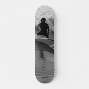 Skateboard Surfing The Waves Grayscale