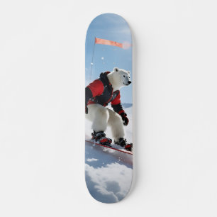 Skateboard Surreal Polar Bear Snowboarding Winter Adventure