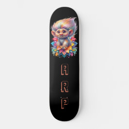 Skateboard *~* Sweet Troll AP89 Neon Black Initials Flower