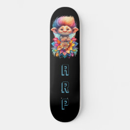 Skateboard *~* Sweet Troll AP89 Neon Rainbow Initials Flower