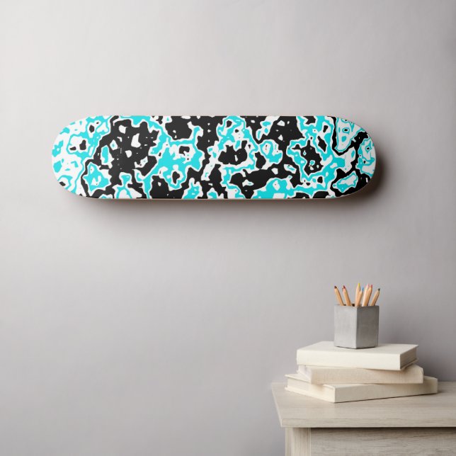 Skateboard Swirls cian y negro (Arte de pared (horz))