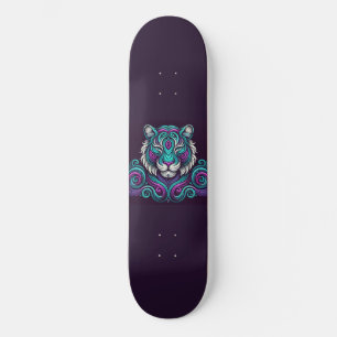 Skateboard Swirly Turq & Purple Tiger