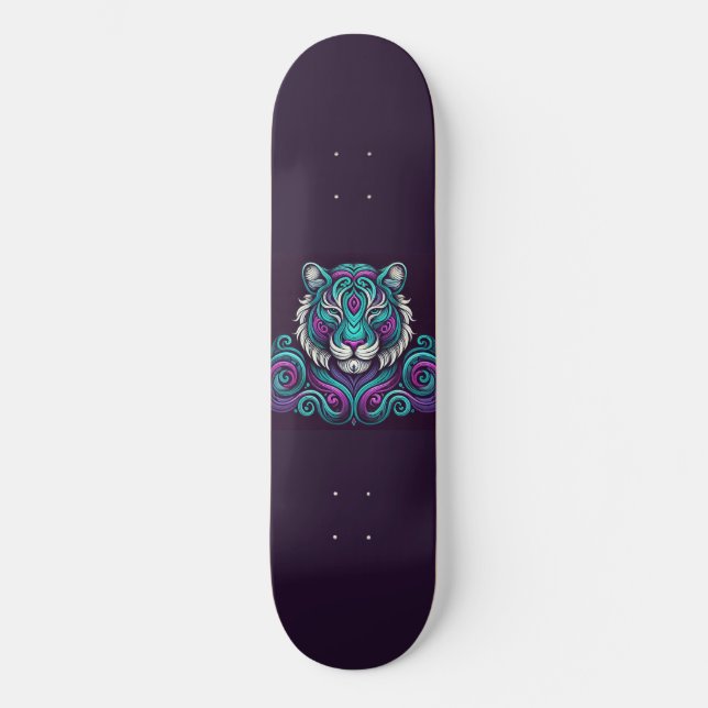 Skateboard Swirly Turq & Purple Tiger (Anverso)