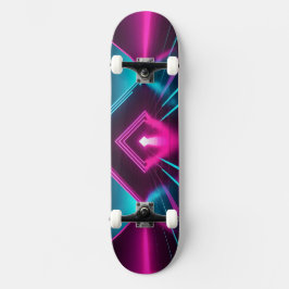 Skateboard Synthwave Glowing Pyramid Tunnel Neon Sci-Fi