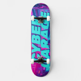 Skateboard Synthwave Neon Car Cyberpunk Garage Outrun