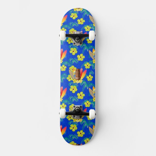 Skateboard Tablas hawaianas y máscara de Tiki (Anverso)