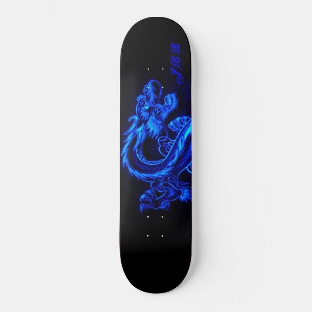 Skateboard Tablero AZUL del dragón (Anverso)