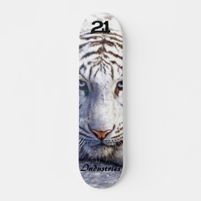 Skateboard Tablero blanco del tigre (Anverso )
