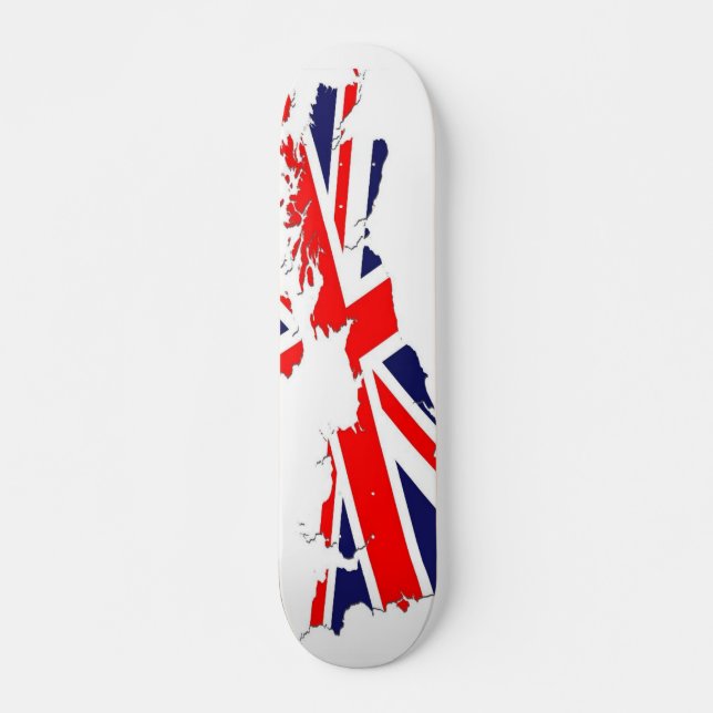 Skateboard Tablero BRITÁNICO del patín de la bandera del mapa (Anverso )