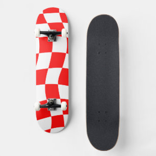 Skateboard Tablero de Ajedrez Rojo