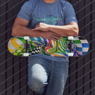 Skateboard Tablero de arco iris y arte digital de bandas