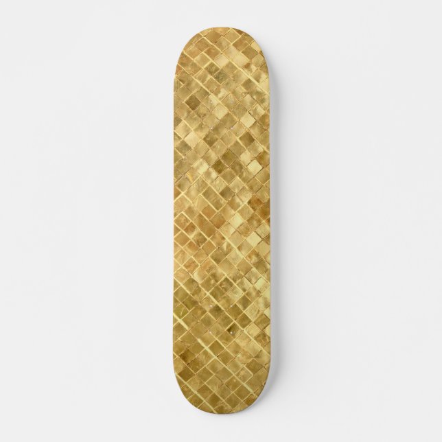 Skateboard Tablero de cheques dorados de otoño (Anverso )