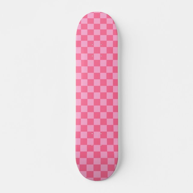 Skateboard Tablero de cheques rosa (Anverso )