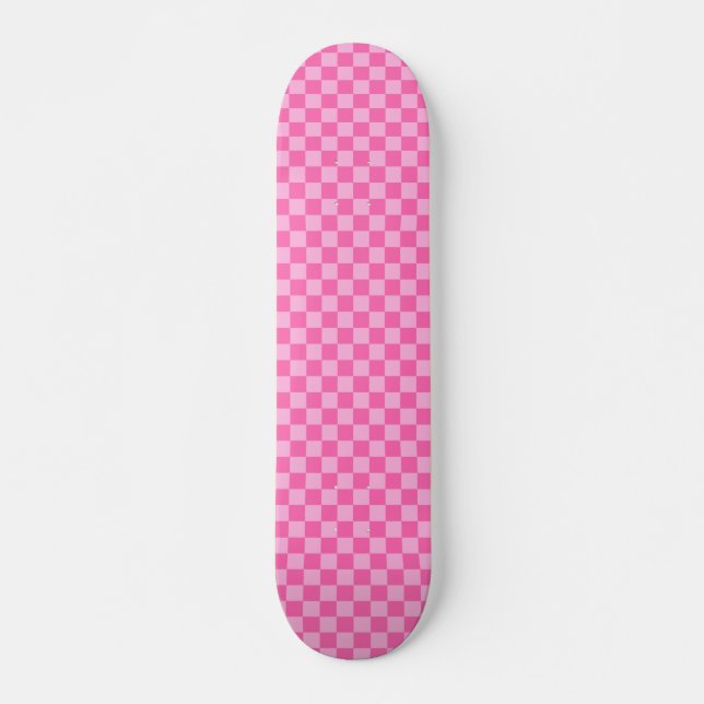 Skateboard Tablero de cheques rosa caliente (Anverso )