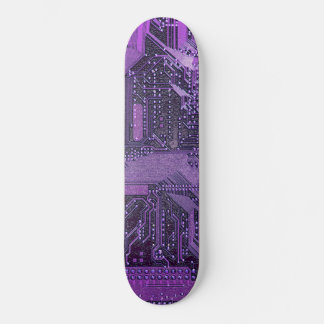 Skateboard Tablero de Circuito Cibernético Púrpura Arte Tecno