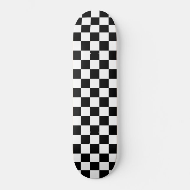 Skateboard Tablero de damas blanco y negro (Anverso)