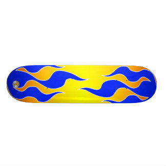 Skateboard Tablero de la llama amarilla y azul
