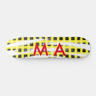 Skateboard tablero de verificación amarillo negro añadir nomb