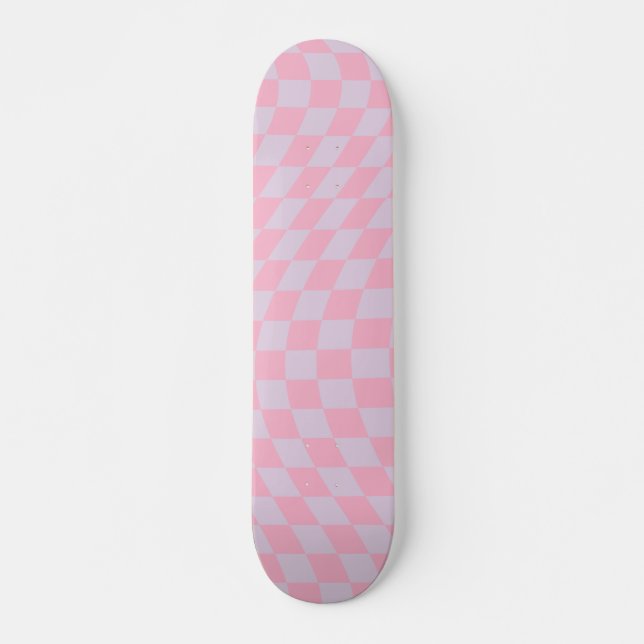 Skateboard Tablero de verificación rosa Lilac Patrón controla (Anverso )